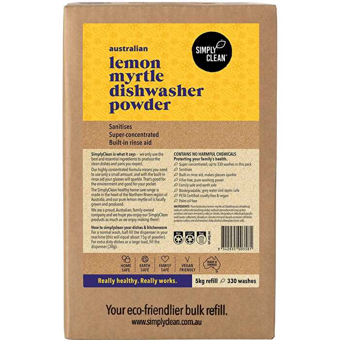 Simply Clean Dishwasher Powder Lemon Myrtle 5kg - Olabens