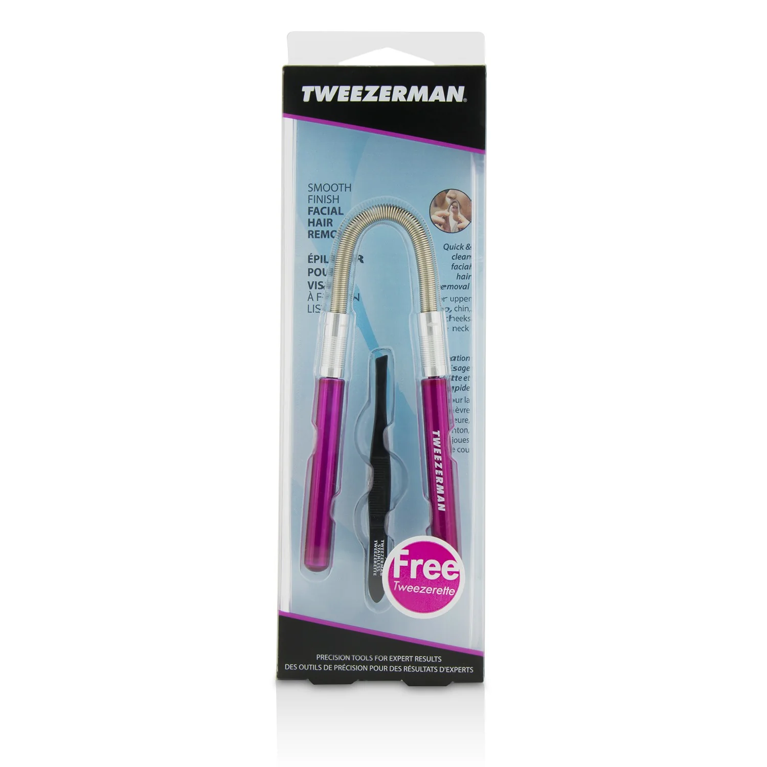 Tweezerman Smooth Finish Facial Hair Remover - Pink (With Black Slant Tweezerette)  2pcs - Olabens