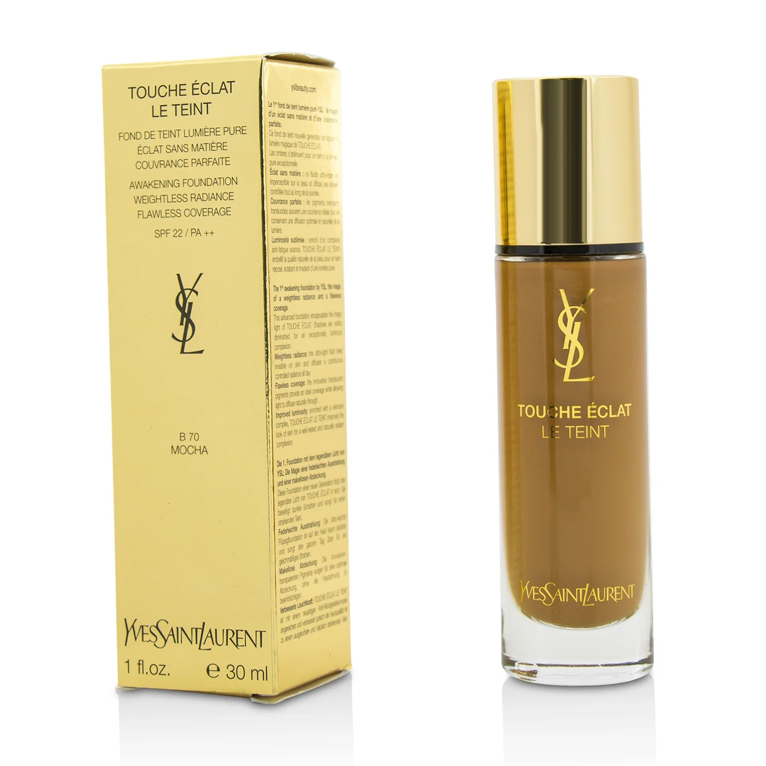 Yves Saint Laurent Touche Eclat Le Teint Awakening Foundation SPF22 - #B70 Mocha  30ml/1oz - Olabens