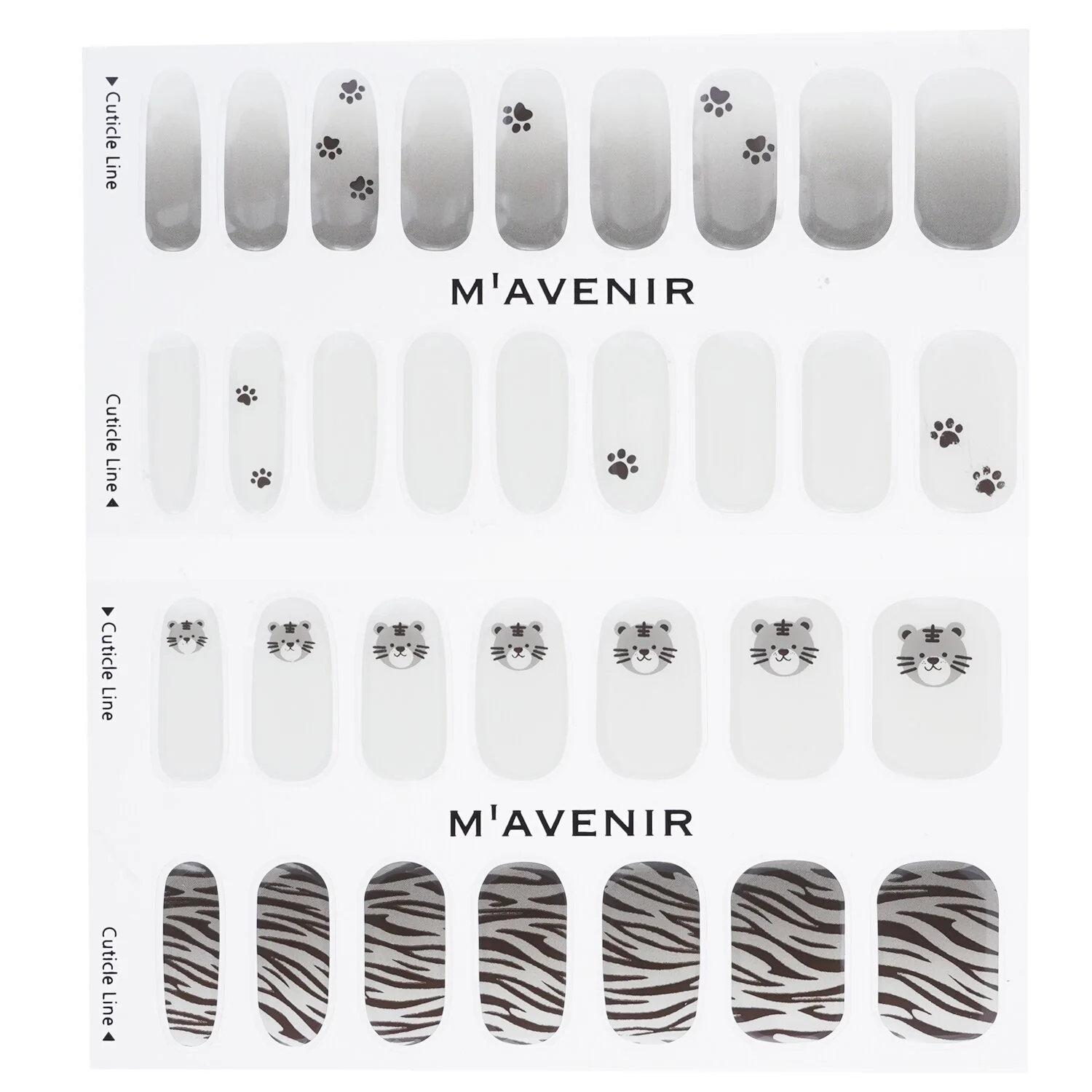 Mavenir Nail Sticker (Patterned) - # Tiger Punch Nail  32pcs - Olabens