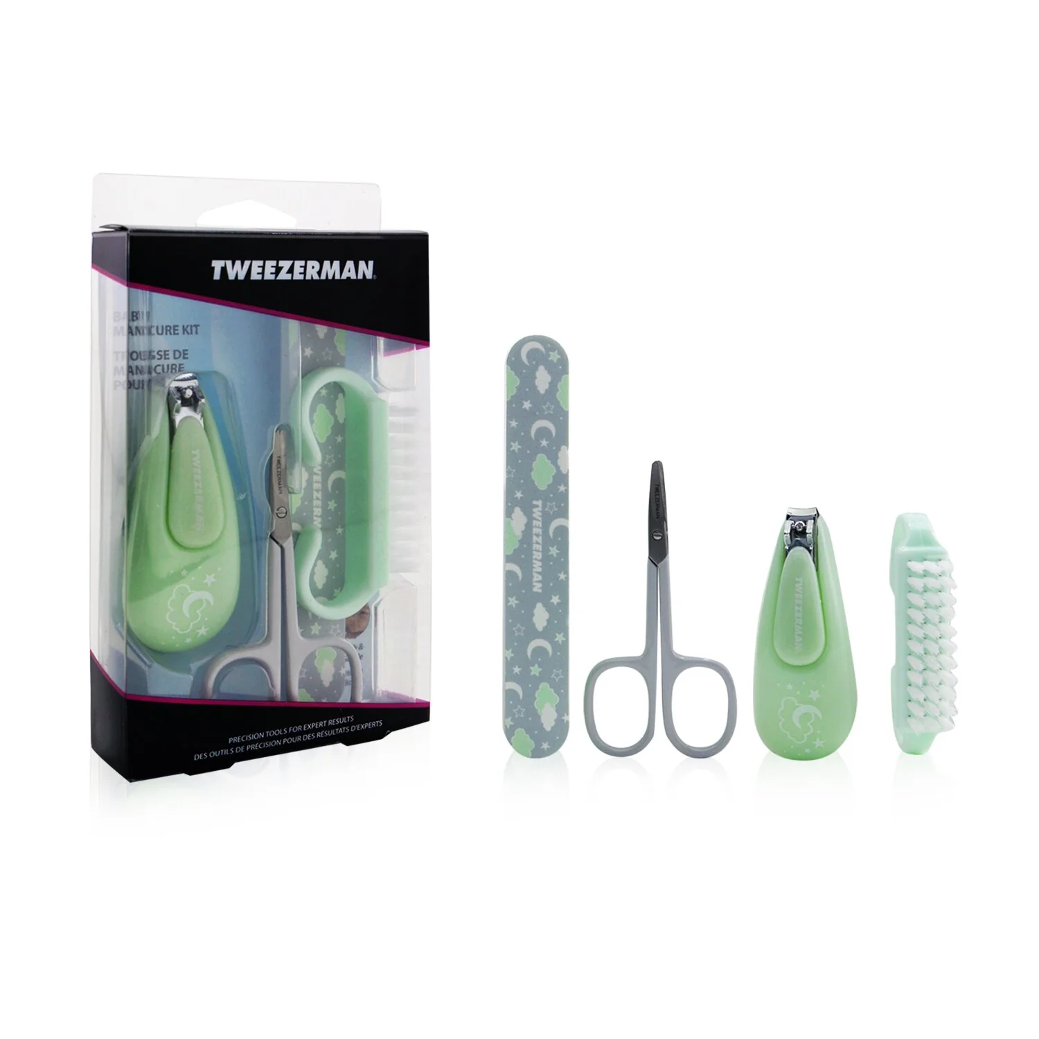 Tweezerman Baby Manicure Kit (Nail Clipper + Nail Scissors + Nail File + Brush)  4pcs - Olabens