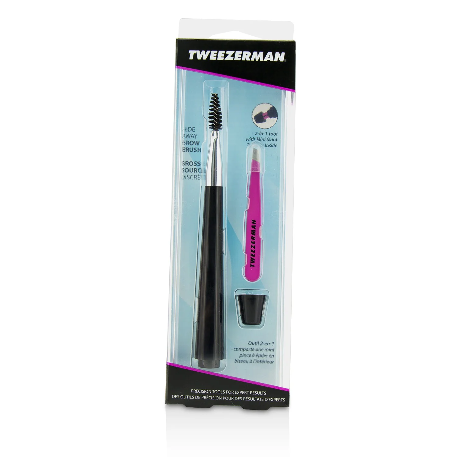 Tweezerman Hide Away Brow Brush With Mini Slant Tweezer - Olabens