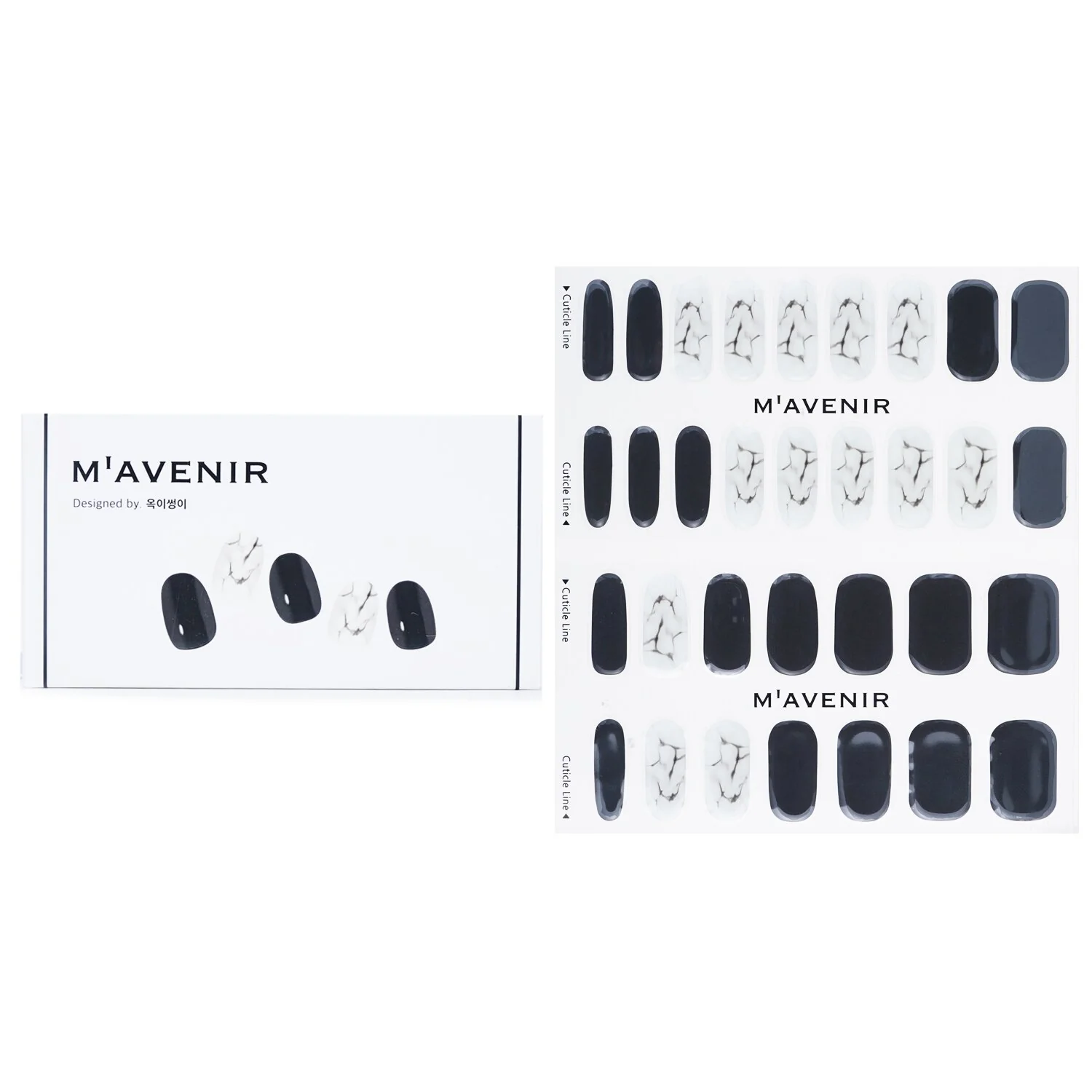 Mavenir Nail Sticker (Black) - # Marble Nail  32pcs - Olabens