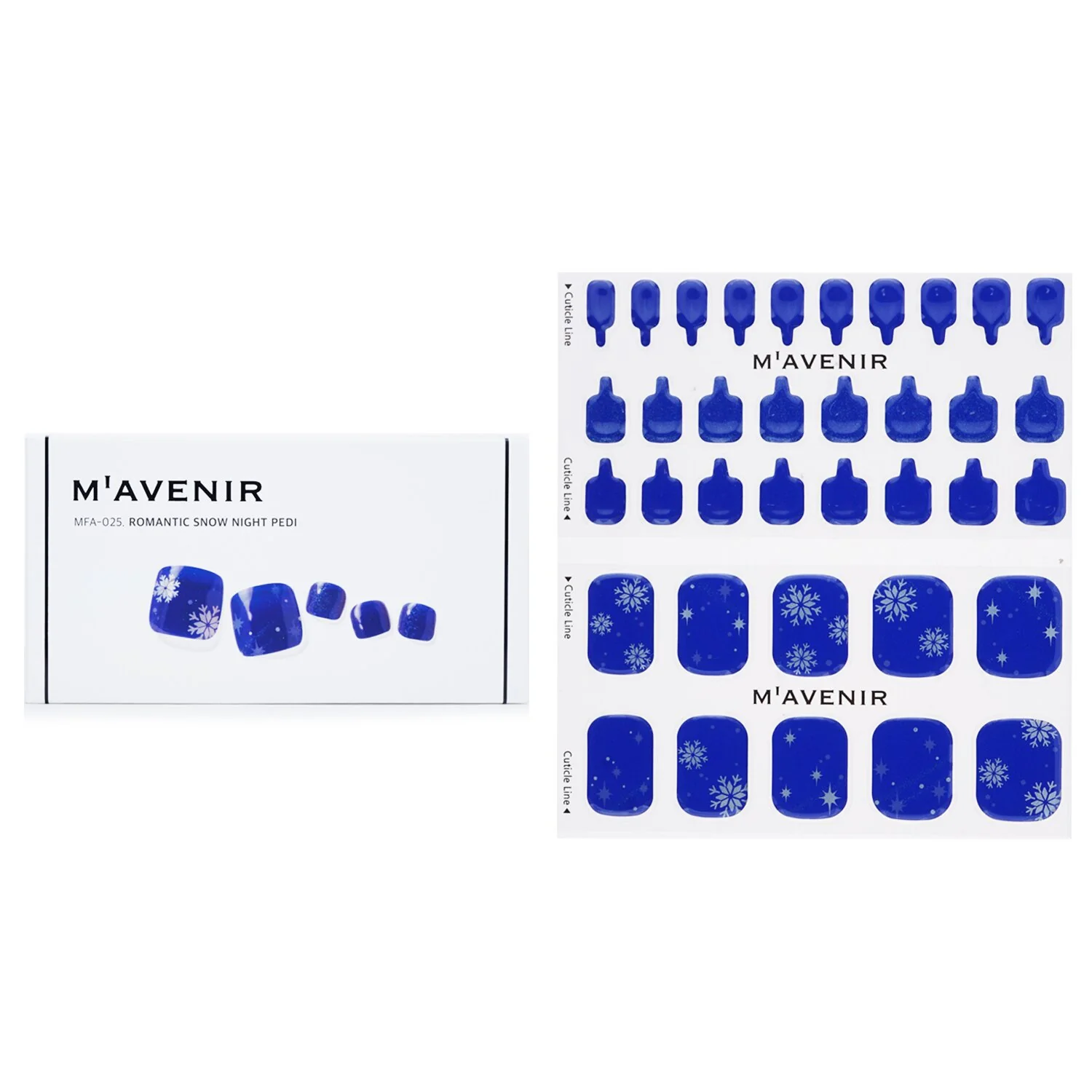 Mavenir Nail Sticker (Blue) - # Romantic Snow Night Pedi  36pcs - Olabens