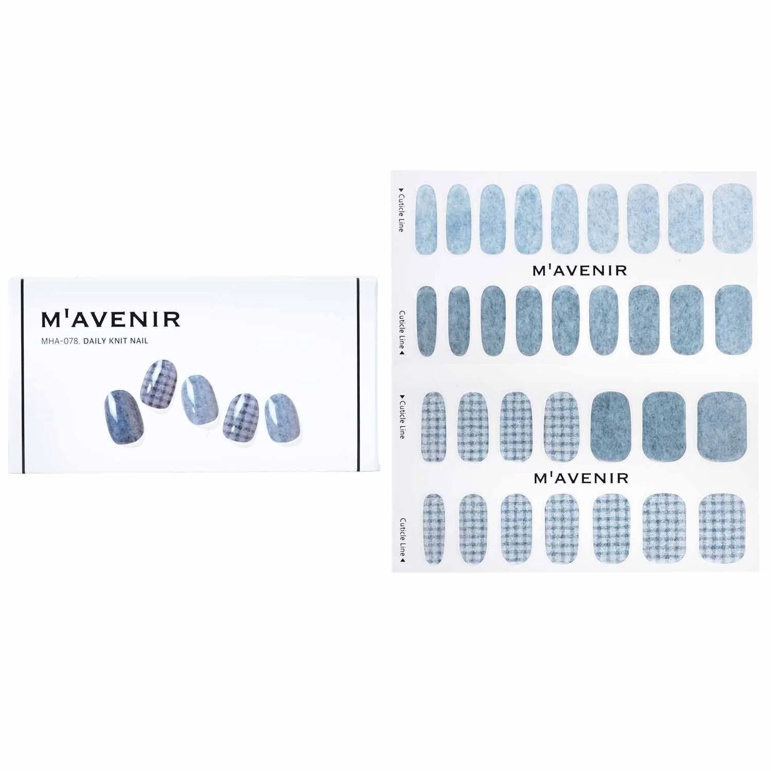 Mavenir Nail Sticker (Blue) - # Daily Knit Nail  32pcs - Olabens
