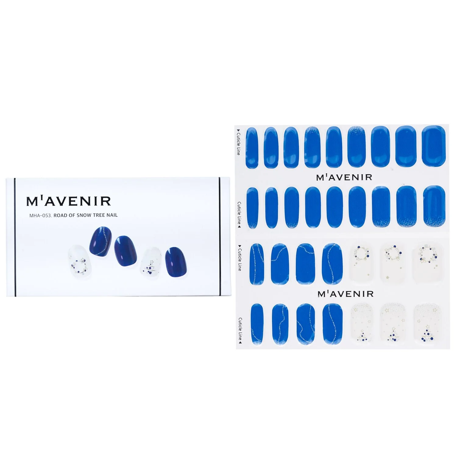 Mavenir Nail Sticker (Blue) - # Road Of Snow Tree Nail  32pcs - Olabens