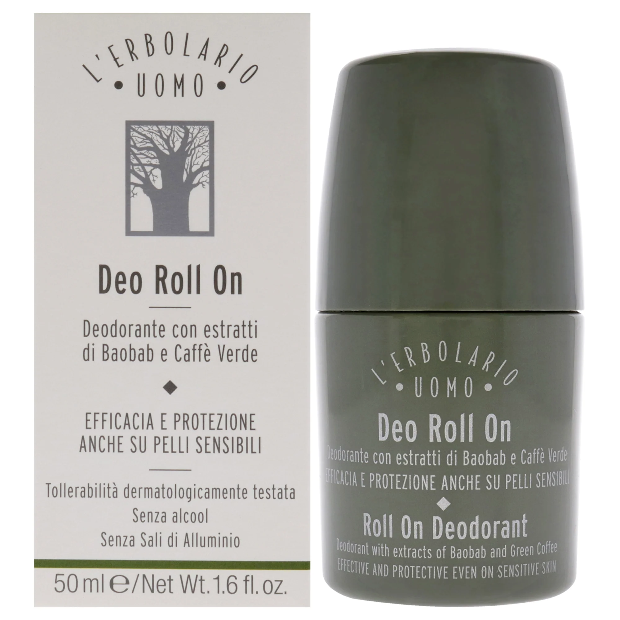 Uomo Roll On Deodorant by LErbolario for Men - 1.6 oz Deodorant Roll-On - Olabens