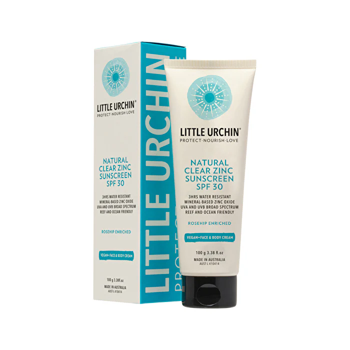 Little Urchin Natural Sunscreen Clear Zinc SPF 30 100g - Olabens