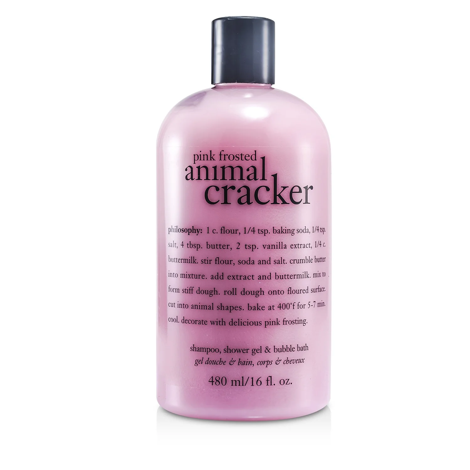 Philosophy Pink Frosted Animal Cracker Shampoo, Shower Gel & Bubble Bath  480ml/16oz - Olabens