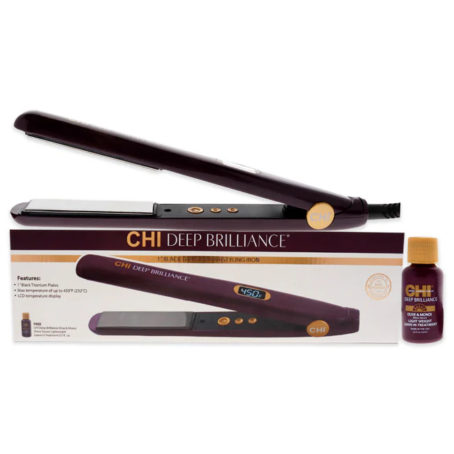 CHI Deep Brilliance Titanium Hairstyling Flat Iron GFDB12 - Purple by CHI for Unisex - 1 Inch Flat Iron - Olabens