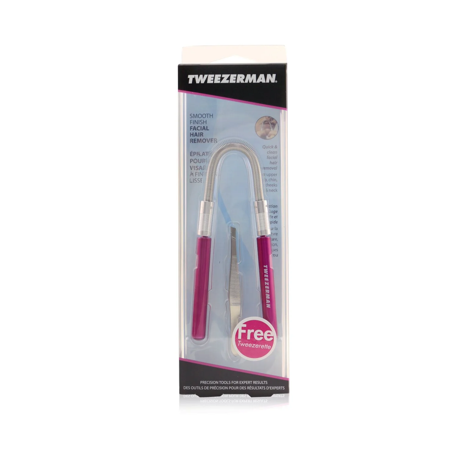 Tweezerman Smooth Finish Facial Hair Remover - Pink (With Stainless Slant Tweezerette)  2pcs - Olabens