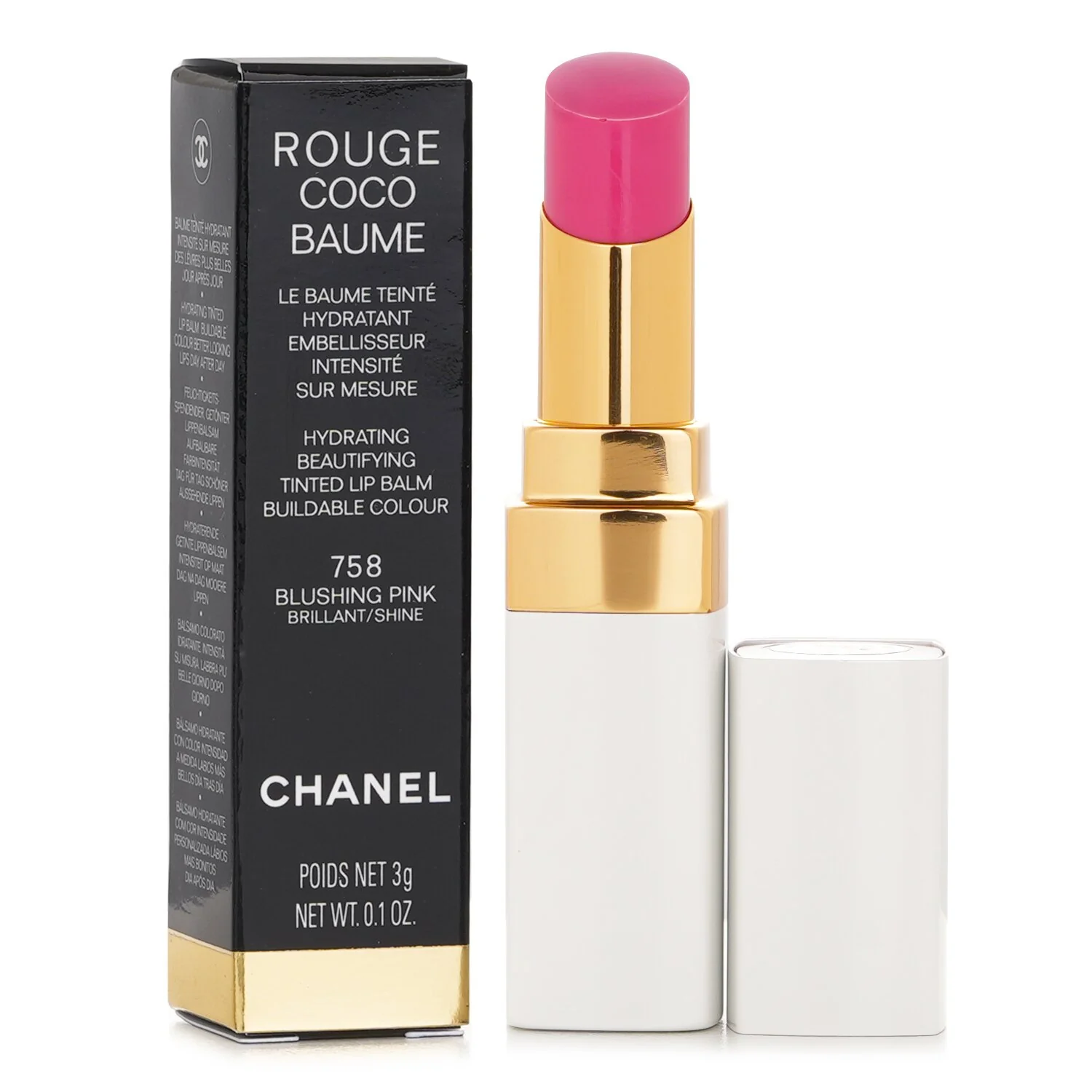 Chanel Rouge Coco Baume Hydrating Beautifying Tinted Lip Balm - # 758 Blushing Pink  3g/0.1oz - Olabens