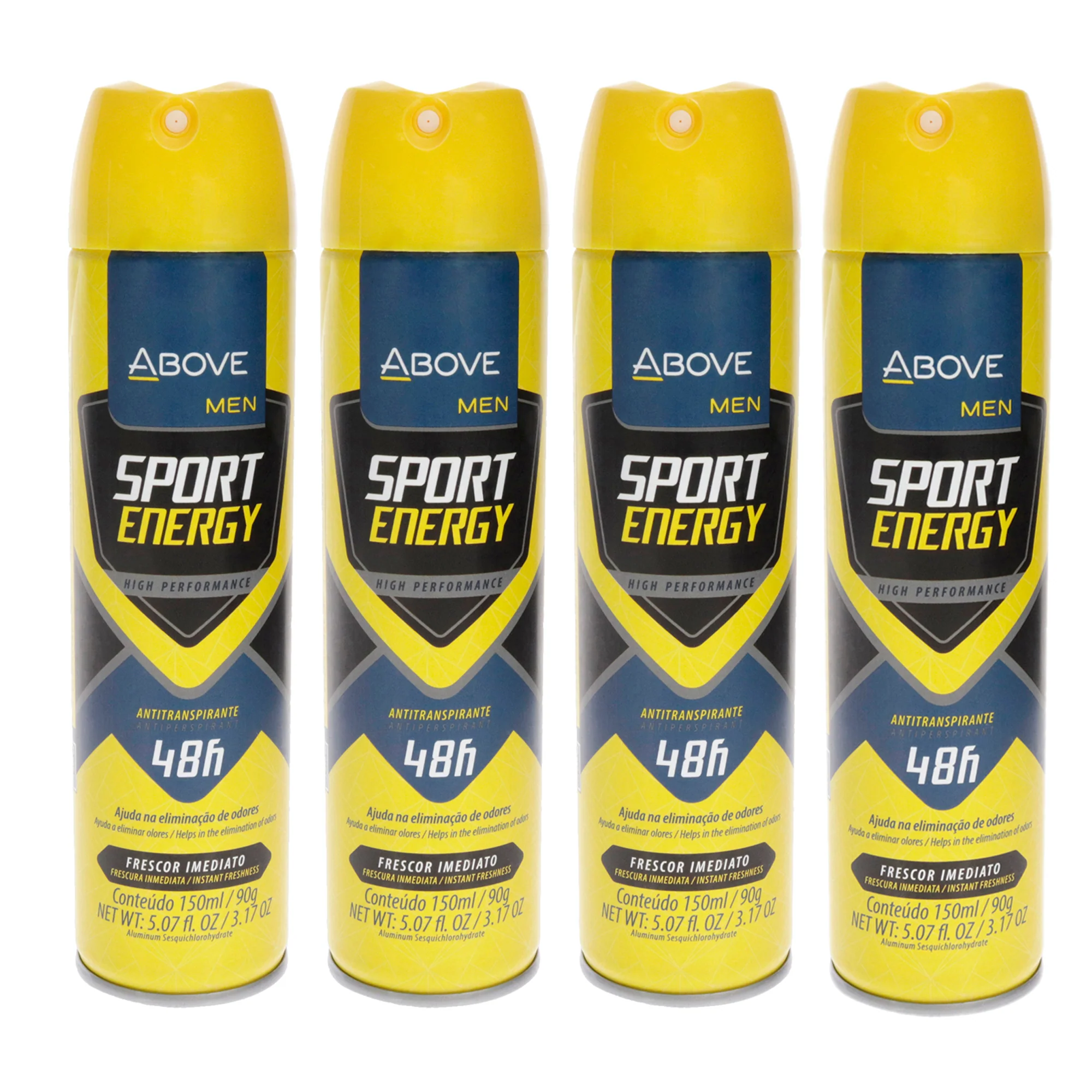 48 Hours Sport Energy Antiperspirant Deodorant by Above for Men - 3.17 oz Deodorant Spray - Pack of 4 - Olabens