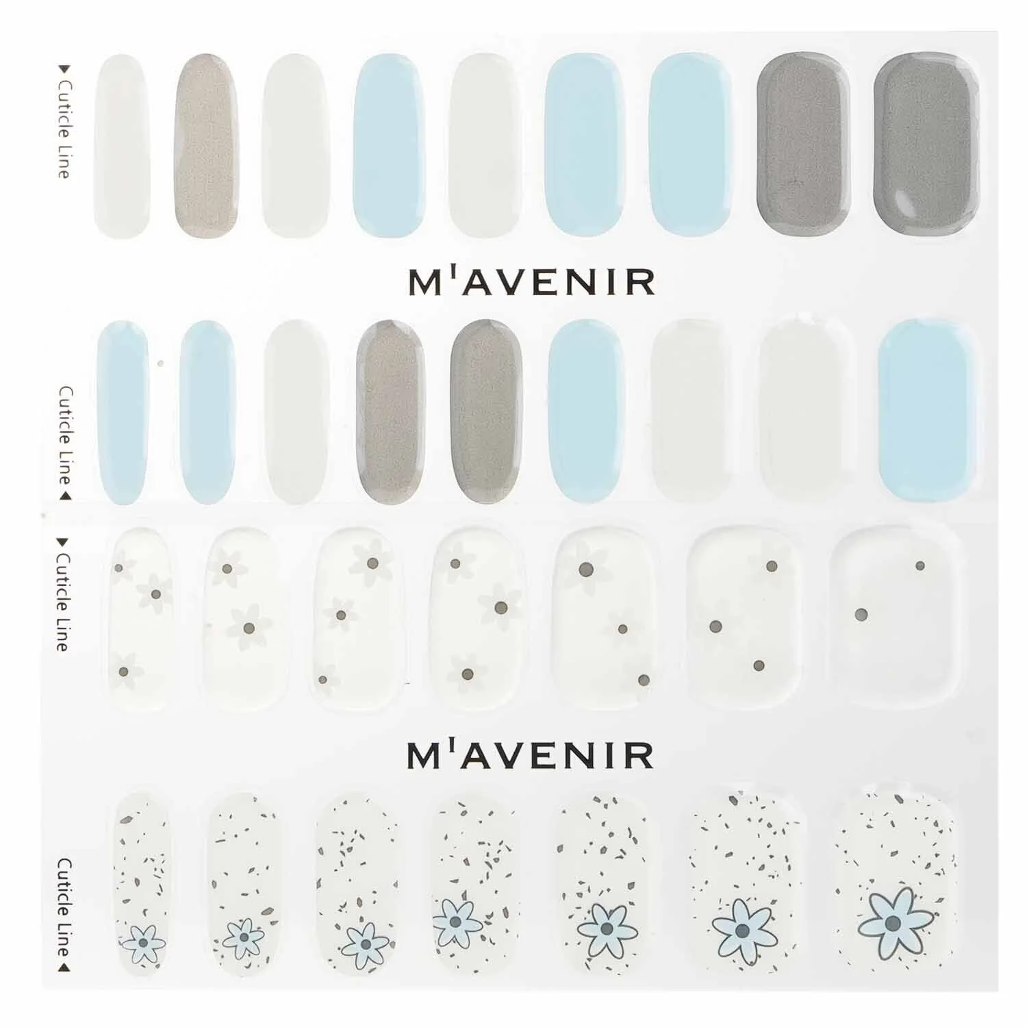 Mavenir Nail Sticker (Assorted Colour) - # Falling Daisy Nail  32pcs - Olabens