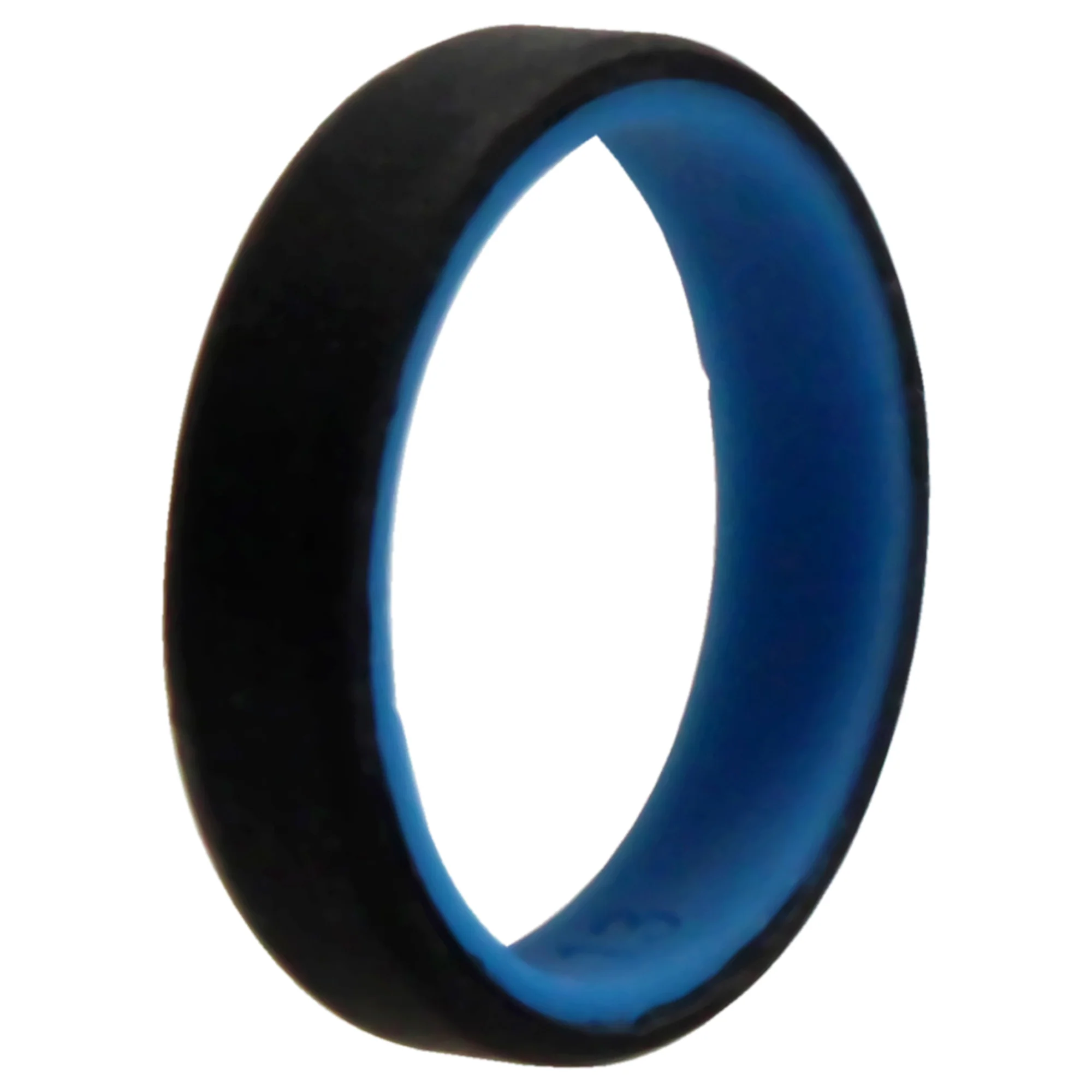 Silicone Wedding 6mm Brush 2Layer Ring - Blue-Black by ROQ for Men - 13 mm Ring - Olabens