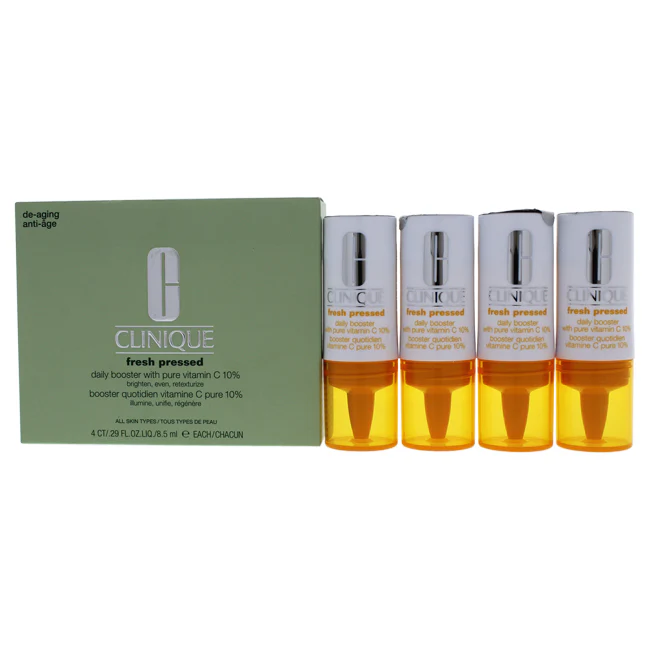 Clinique Fresh Pressed Daily Booster with Vitamin C 10 Percent by Clinique for Women - 4 x 0.29 oz Treatment - Olabens