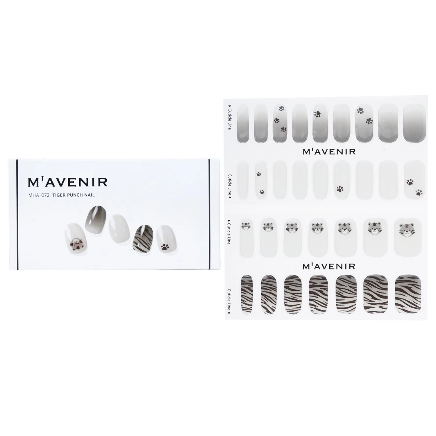 Mavenir Nail Sticker (Patterned) - # Tiger Punch Nail  32pcs - Olabens
