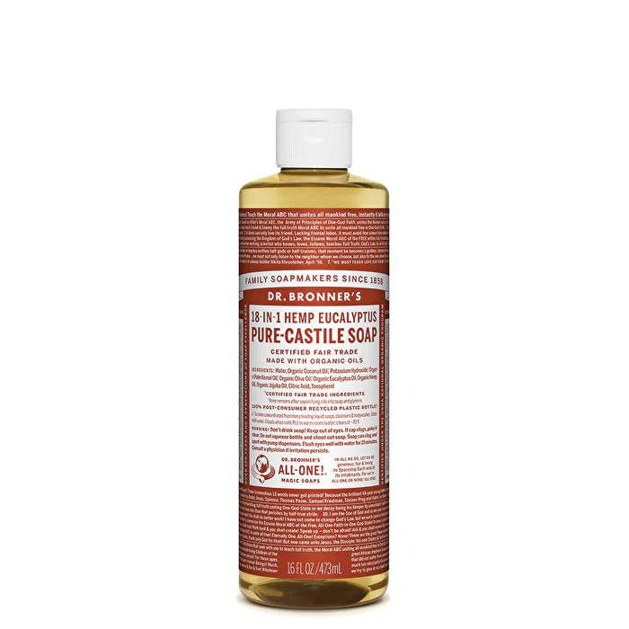 Dr. Bronner's Pure-Castile Soap Liquid (Hemp 18-in-1) Eucalyptus 473ml - Olabens