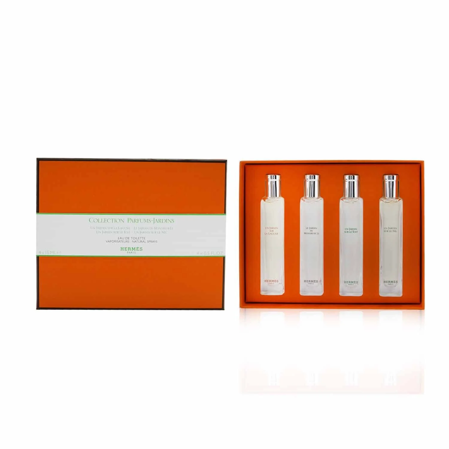 Hermes Jardins Eau De Toilette Travel Set: Un Jardin Sur La Lagune, Le Jardin De Monsieur Li, Un Jardin Sur Le Toit, Un Jardin Sur Le Nil  4x15ml/0.5oz - Olabens