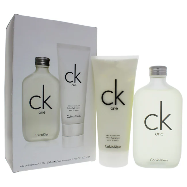 Calvin Klein CK One by Calvin Klein for Men - 2 Pc Gift Set 6.7oz EDT Spray, 6.7oz Skin Moisturizer - Olabens