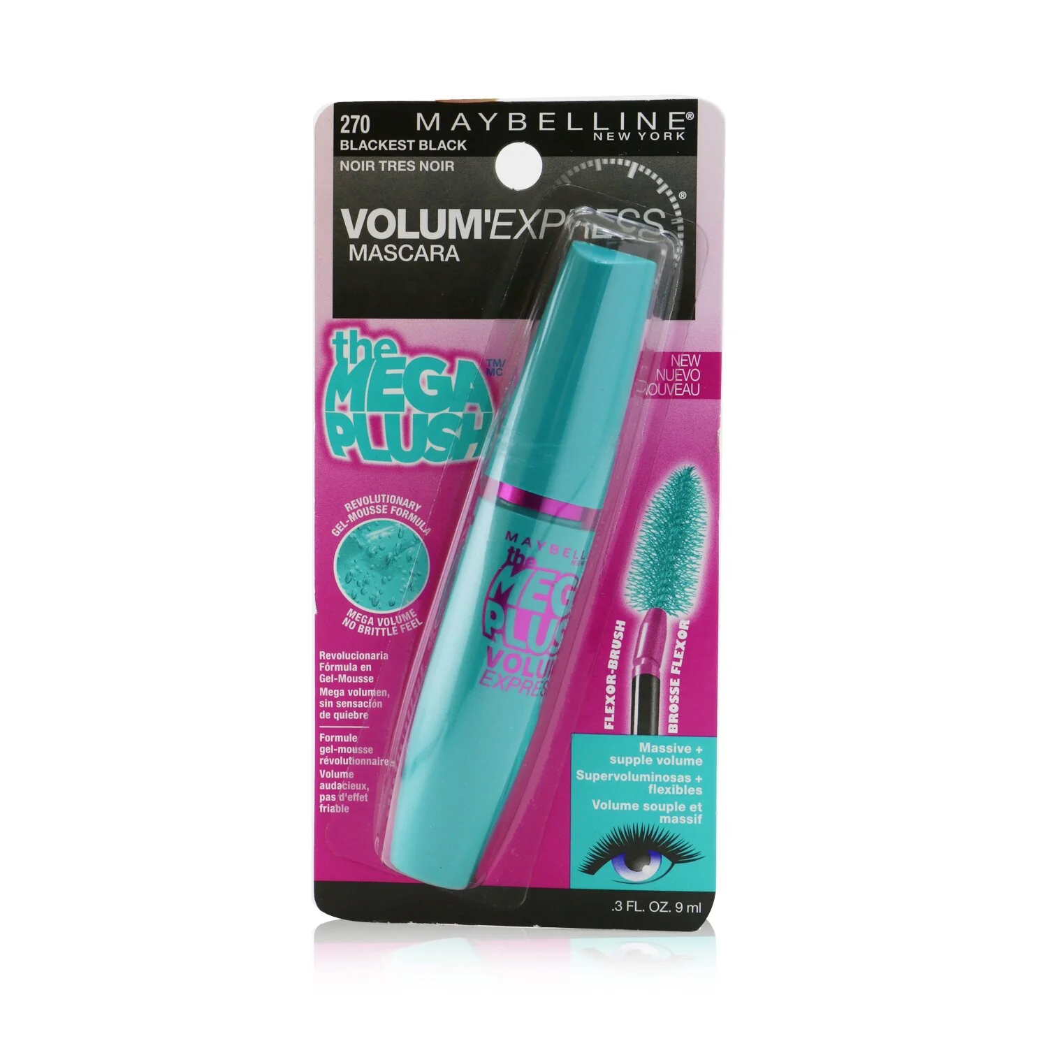 Maybelline Volum' Express The Mega Plush Mascara - # 270 Blackest Black  9ml/0.3oz - Olabens