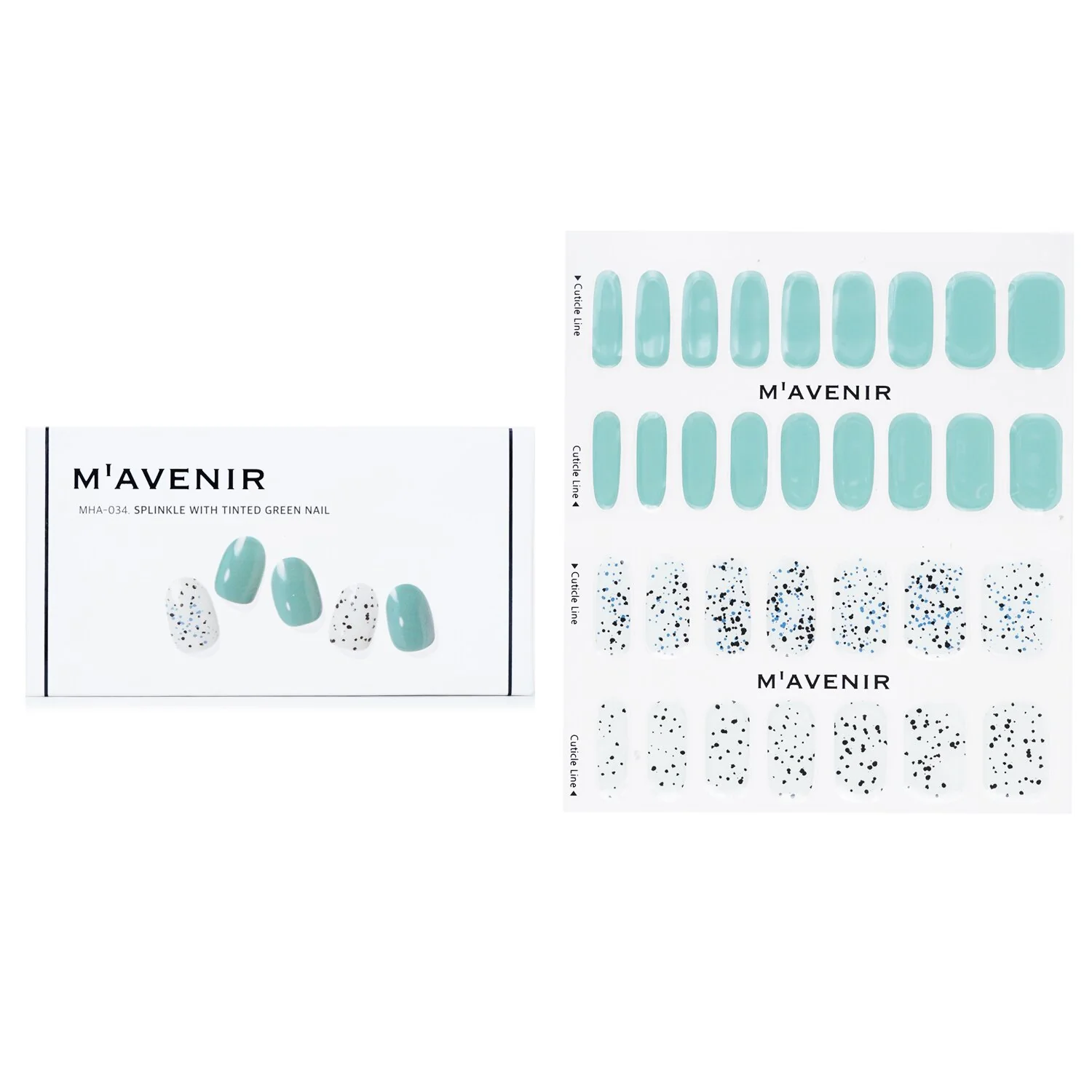 Mavenir Nail Sticker (Blue) - # Splinkle With Tinted Green Nail  32pcs - Olabens