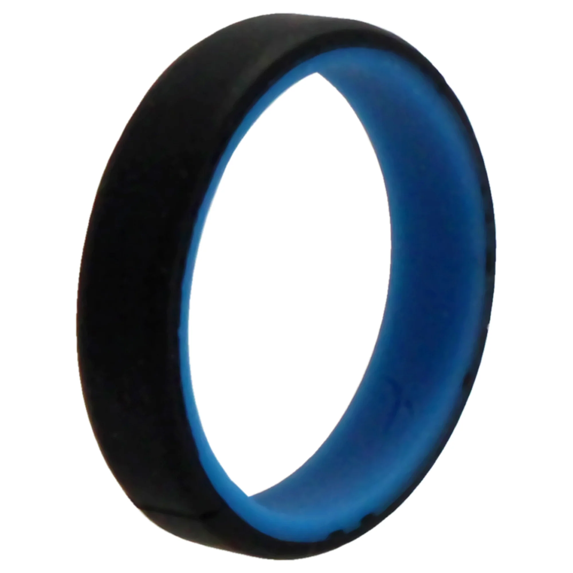Silicone Wedding 6mm Brush 2Layer Ring - Blue-Black by ROQ for Men - 16 mm Ring - Olabens