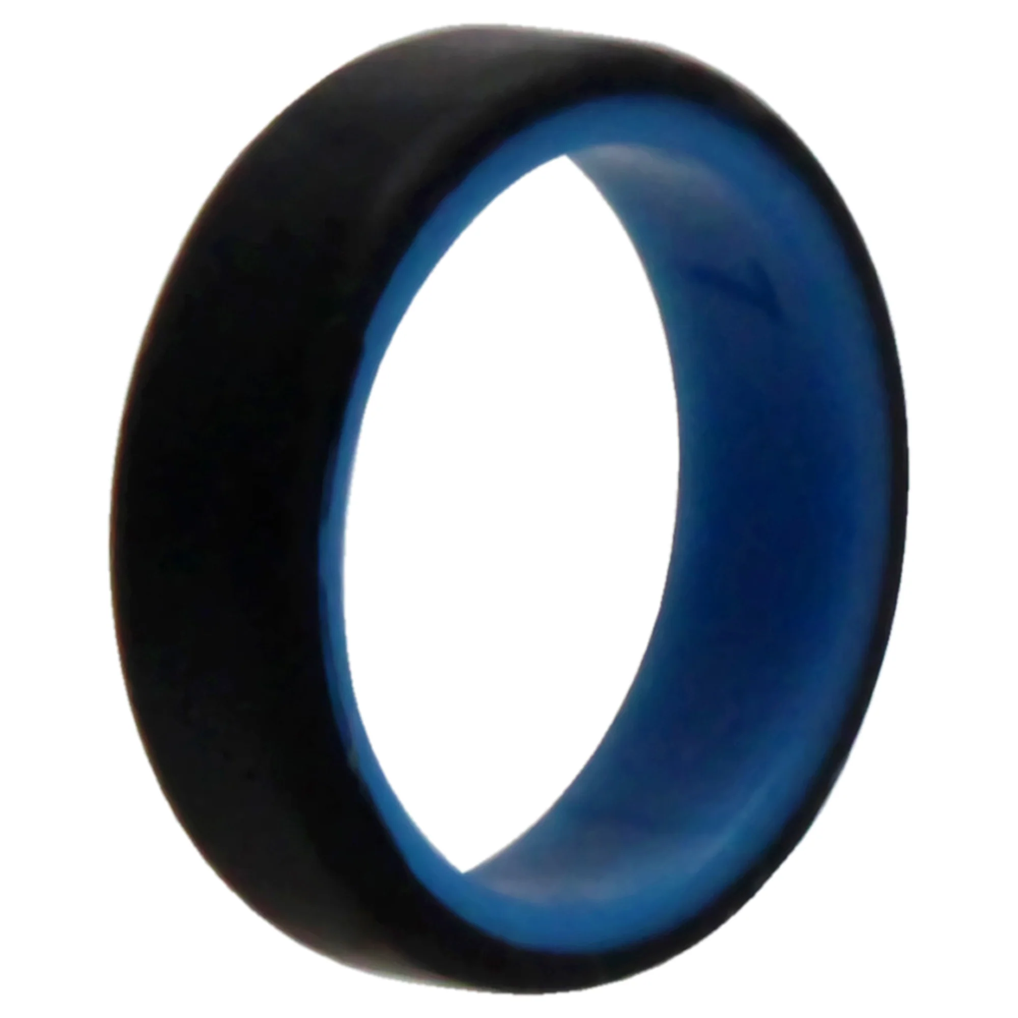 Silicone Wedding 6mm Brush 2Layer Ring - Blue-Black by ROQ for Men - 7 mm Ring - Olabens