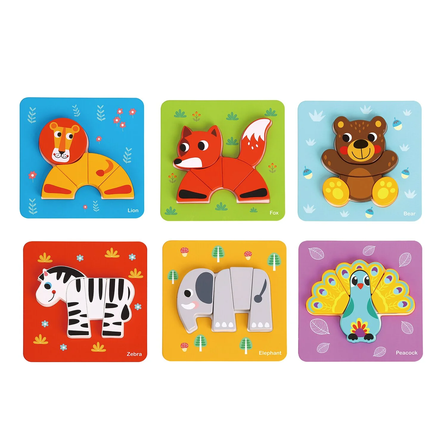 Tooky Toy Co 6 In Mini Animal Puzzle  17x17x2cm - Olabens