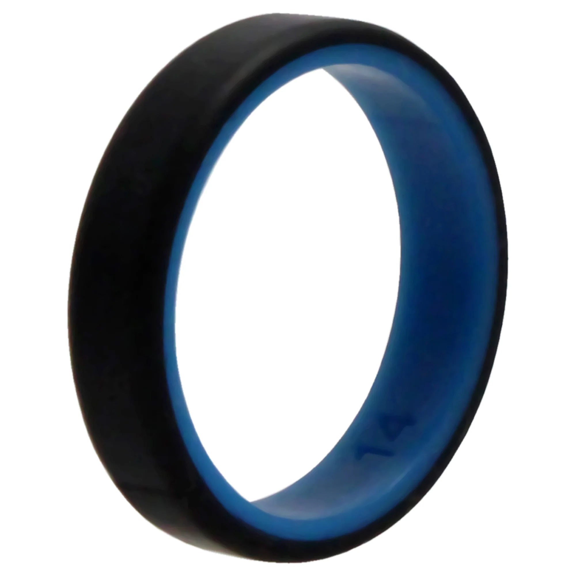 Silicone Wedding 6mm Brush 2Layer Ring - Blue-Black by ROQ for Men - 14 mm Ring - Olabens
