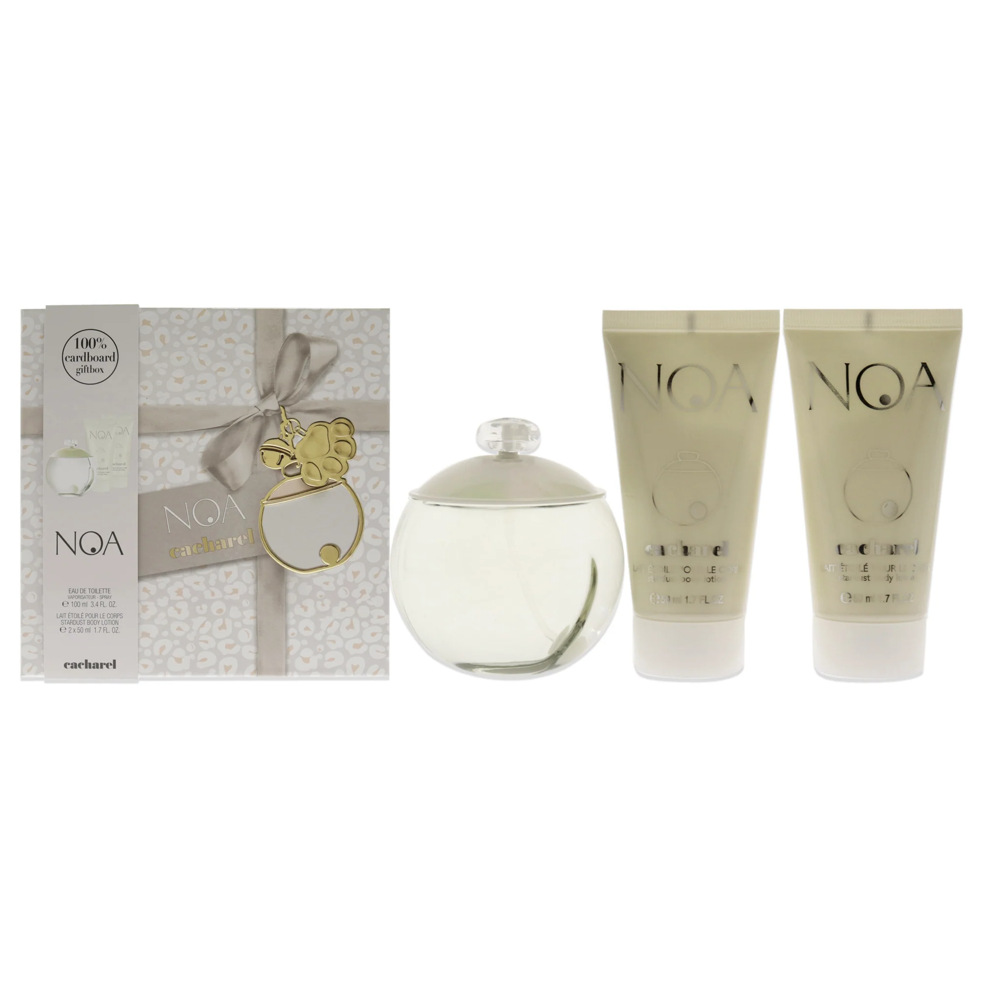 Noa by Cacharel for Women - 3 Pc Gift Set 3.4oz EDT Spray, 2 x 1.7oz Perfumed Stardust Body Lotion - Olabens