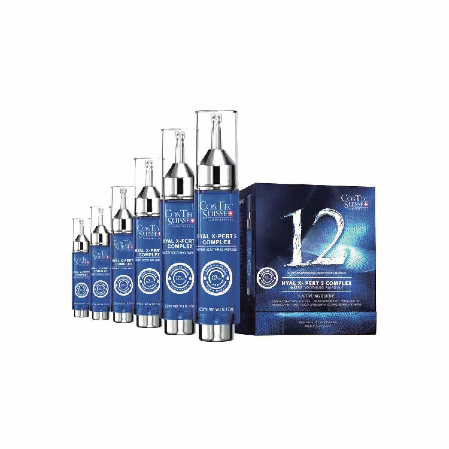 Costec Suisse Costec Suisse - Hyal X-Pert 5 Complex Water Soothing Serum Ampoule (Moisturising, Rejuvenating, Brightening) (e5ml Ampoule/6 Ampoules per Box) CT002  Fixed Size - Olabens