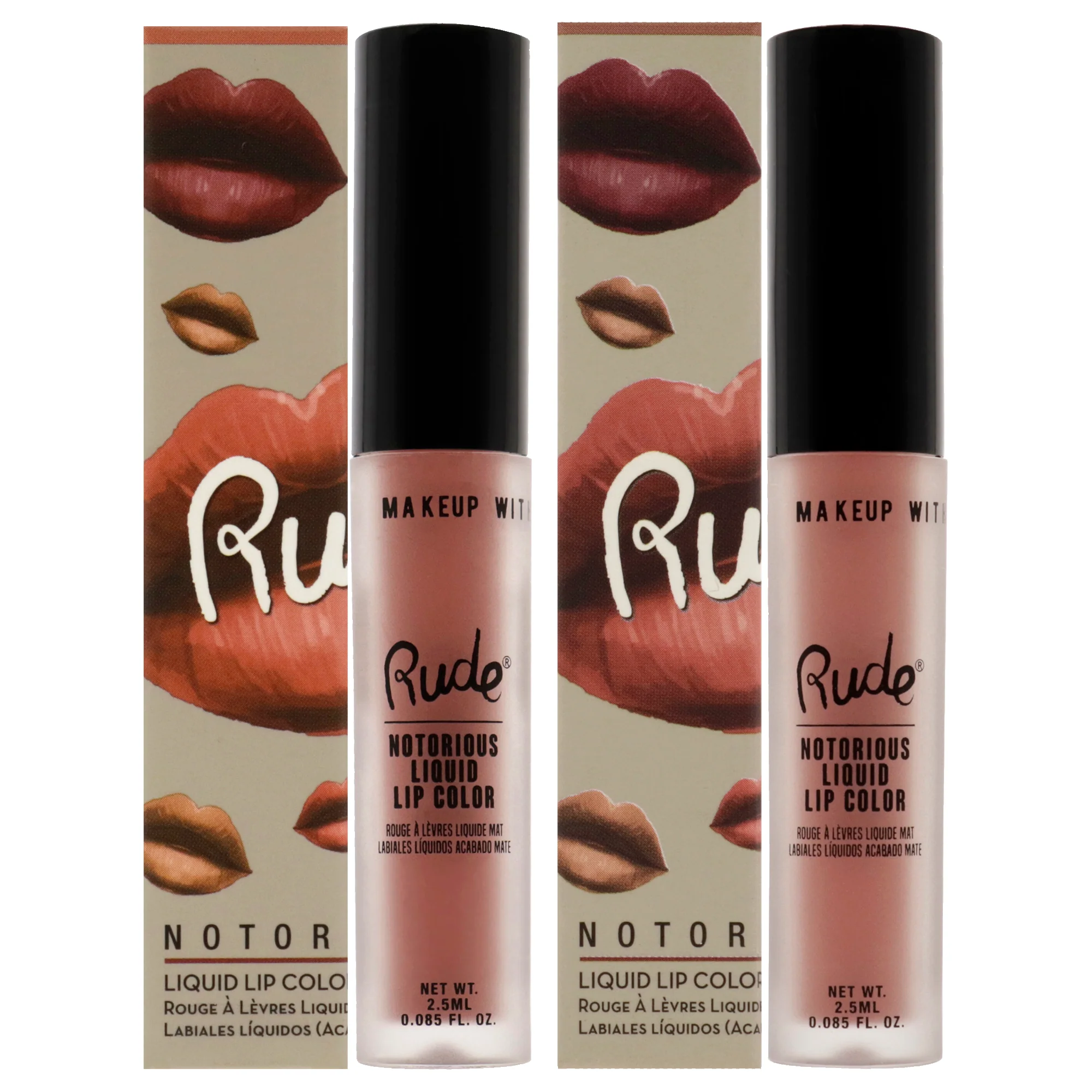 Notorious Rich Long Liquid Lip Color Kit by Rude Cosmetics for Women - 2 Pc Kit 2 X 0.1oz Lip Color - Below the Belt, False Hope - Olabens
