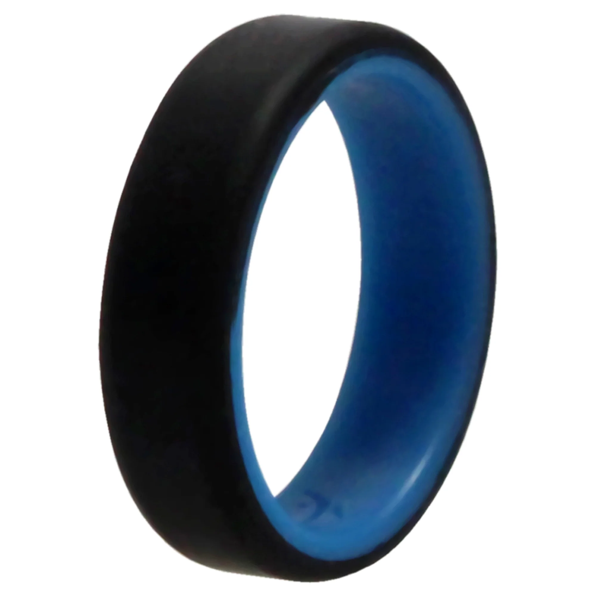 Silicone Wedding 6mm Brush 2Layer Ring - Blue-Black by ROQ for Men - 9 mm Ring - Olabens