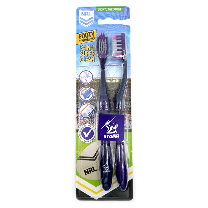 Nrl - 2pk-melbourne Storm Toothbrushes - Olabens