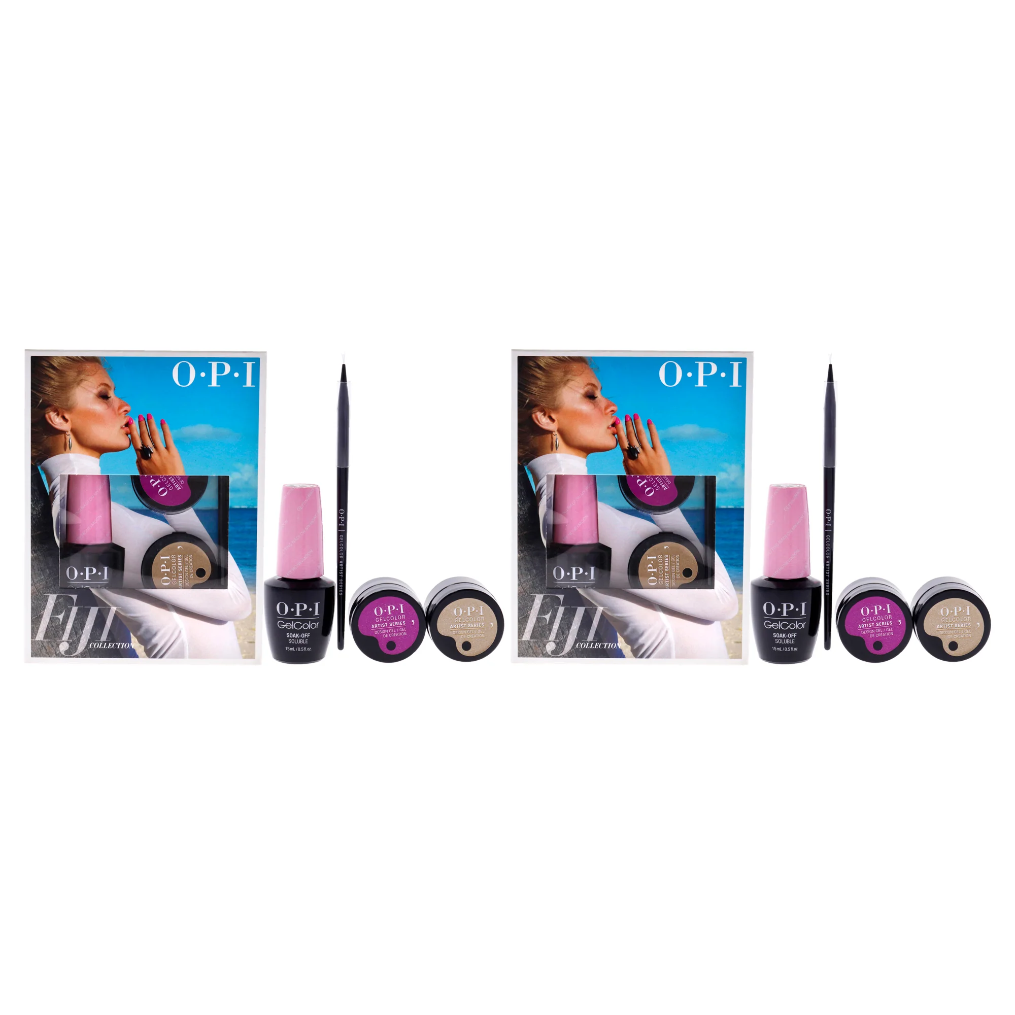 Fiji GelColor and Artist Series Trio - 1 - Pack of 2 by OPI for Women - 3 Pc 0.5oz GelColor - Getting Nadi On My Honeymoon, 0.21oz Artist Series - Bronze Has More Fun, 0.21oz Artist Series - Rate V for Violet, Artist Series Mini Striper Brush - Olabens