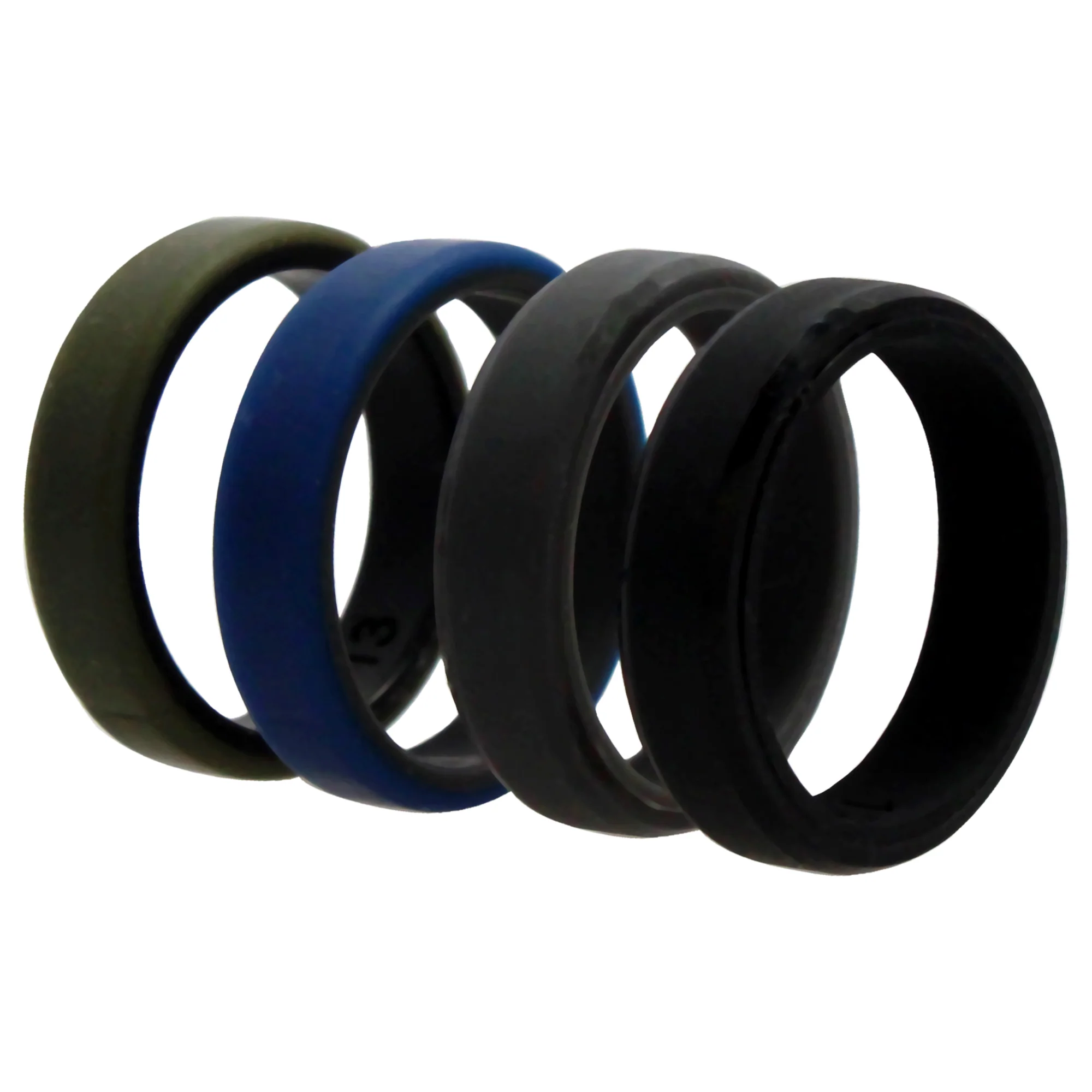 Silicone Wedding 6mm Brush 2Layer Ring Set - Green by ROQ for Men - 4 x 13 mm Ring - Olabens