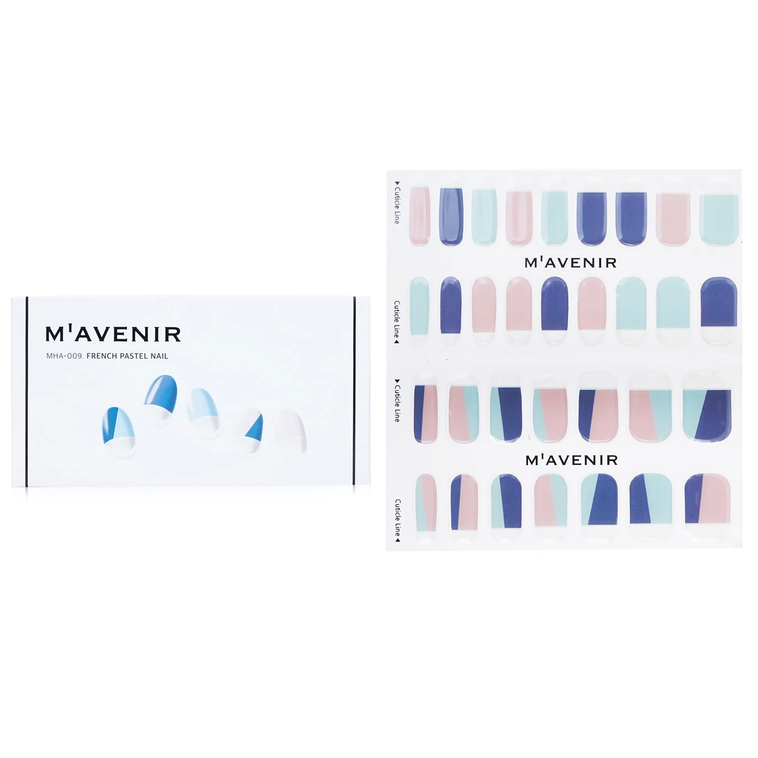 Mavenir Nail Sticker (Assorted Colour) - # French Pastel Nail  32pcs - Olabens