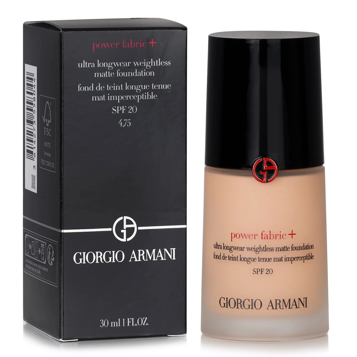 Giorgio Armani Power Fabric+ Ultra Longwear Weightless Matte Foundation SPF 20 - # 4.75  30ml/1oz - Olabens