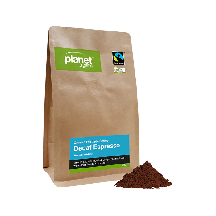 Planet Organic Organic Coffee Espresso Decaf Espresso Ground 250g - Olabens