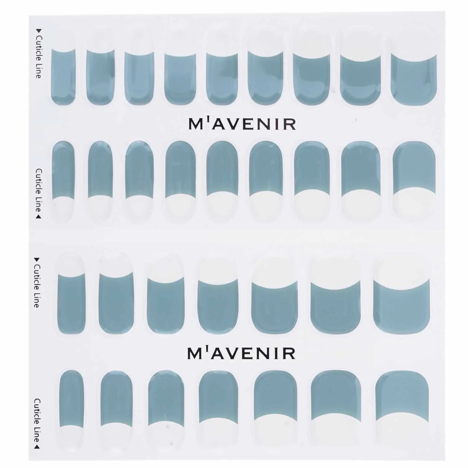 Mavenir Nail Sticker (Blue) - # Gray Deep French Nail  32pcs - Olabens