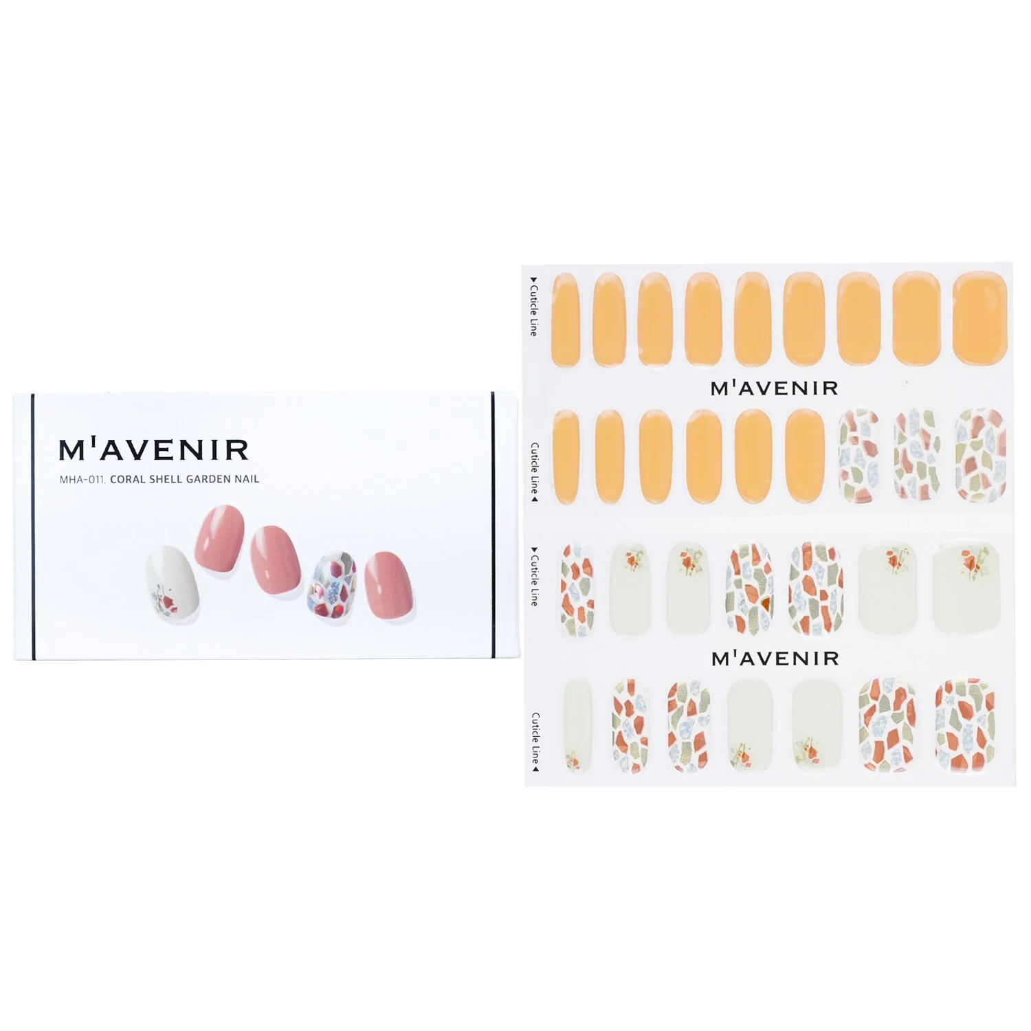 Mavenir Nail Sticker (Orange) - # Coral Shell Garden Nail  32pcs - Olabens
