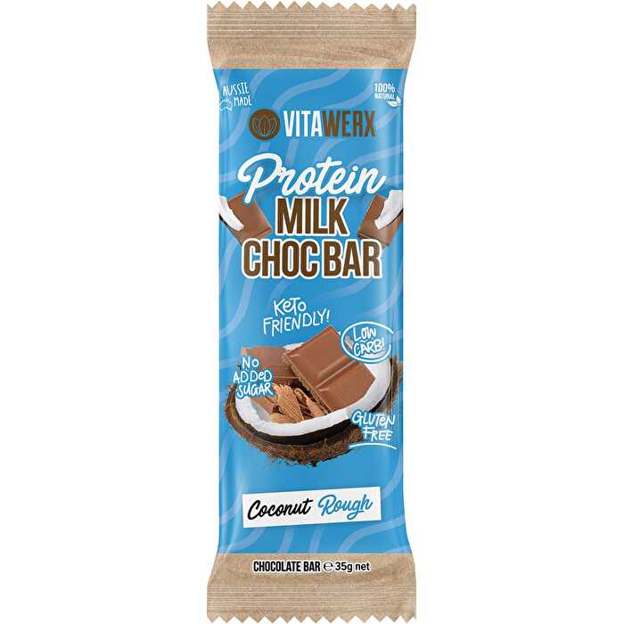 Vitawerx Protein Milk Chocolate Bar Coconut Rough 12x35g - Olabens