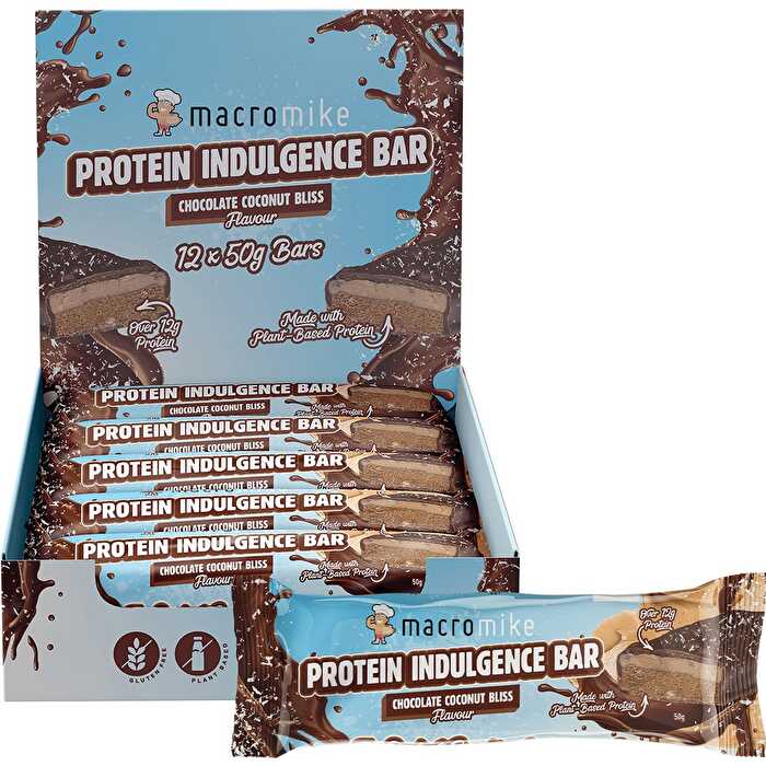 Macro Mike Protein Indulgence Bar Chocolate Coconut Bliss 12x50g - Olabens