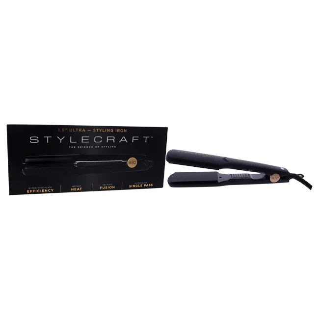 StyleCraft Ultra Styling Iron - SCU15 Black by StyleCraft for Unisex - 1.5 Inch Flat Iron - Olabens