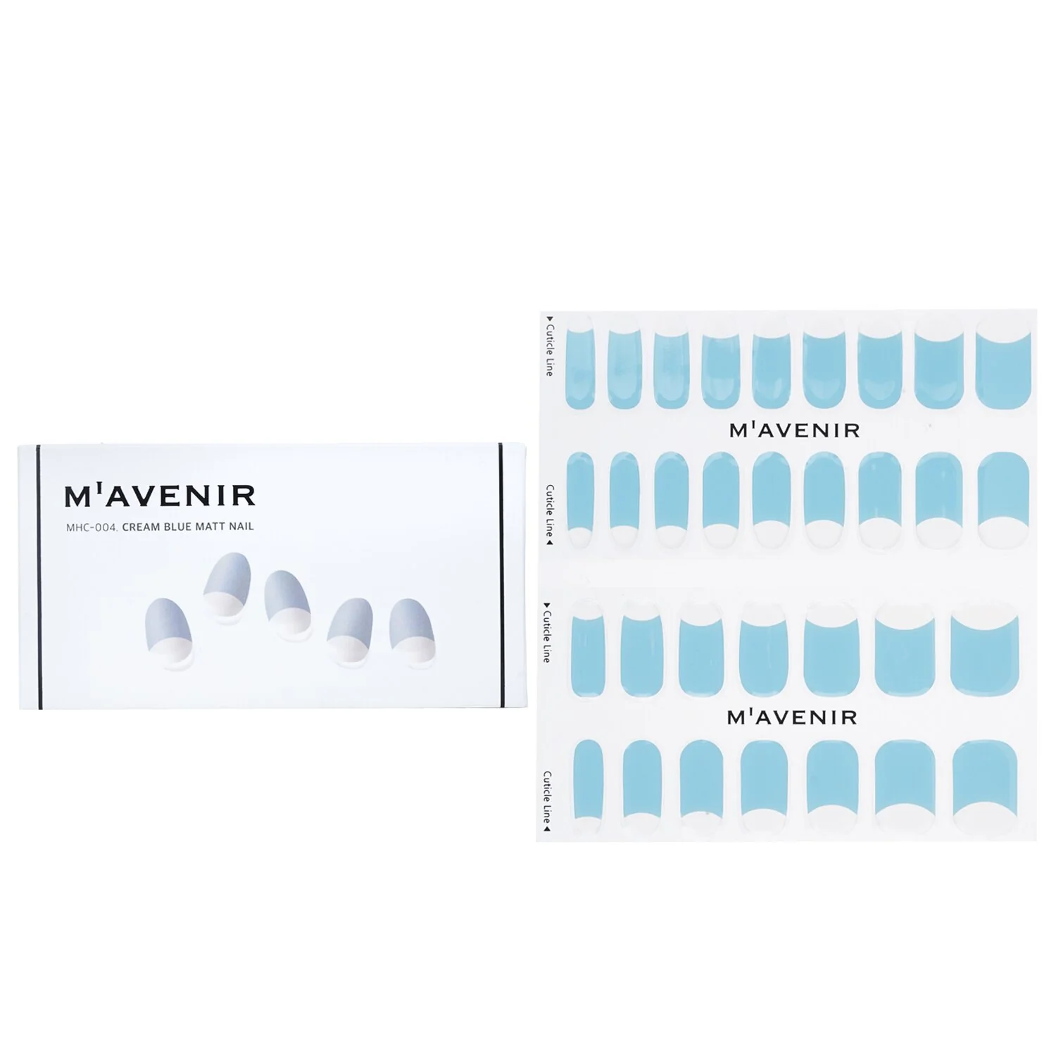 Mavenir Nail Sticker (Blue) - # Cream Blue Matt Nail  32pcs - Olabens