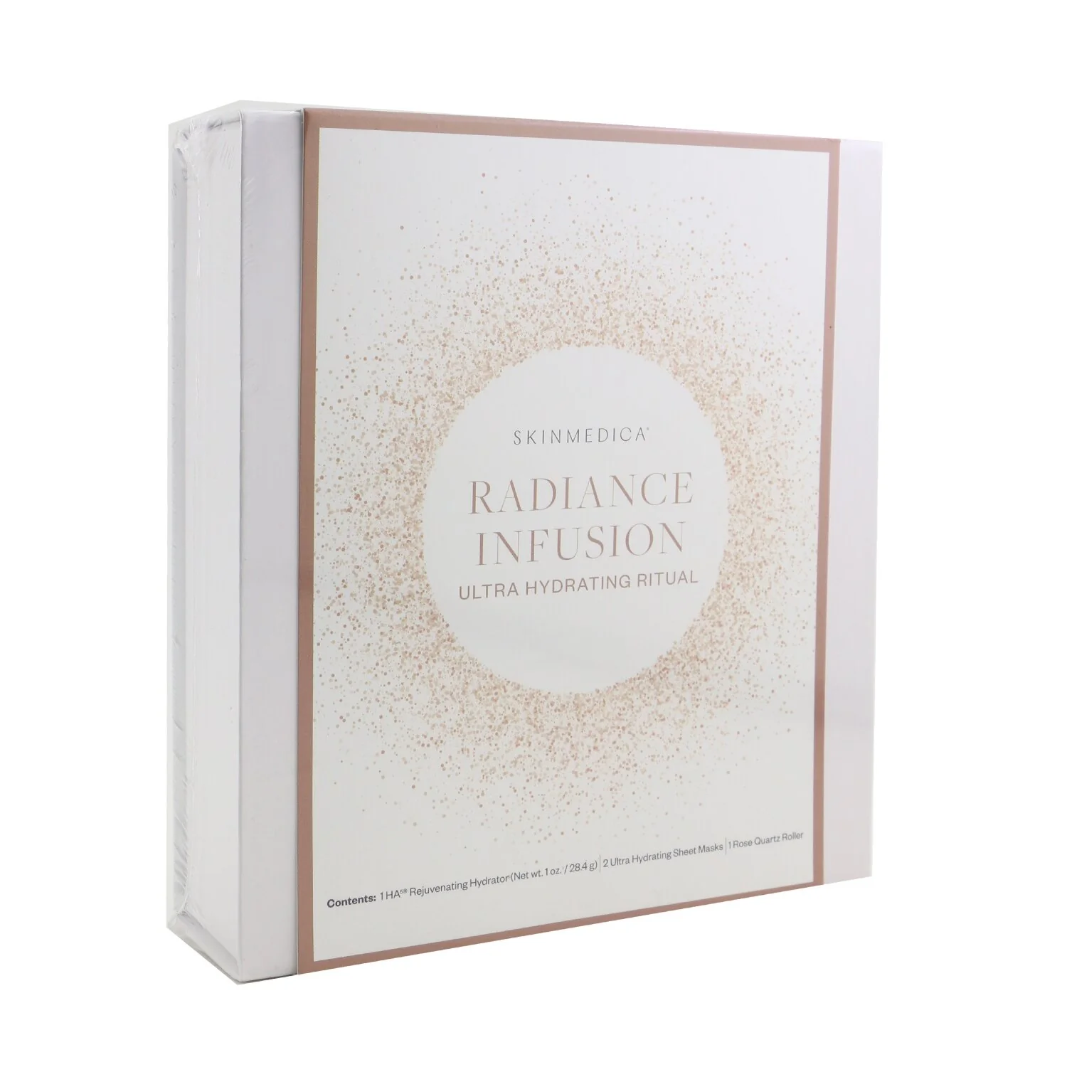 Skin Medica Radiance Infusion Ultra Hydrating Ritual Set: HA Rejuvenating Hydrator 28.4g + Ultra Hydrating Sheet Mask 2pcs + Rose Quartz Roller  4pcs - Olabens