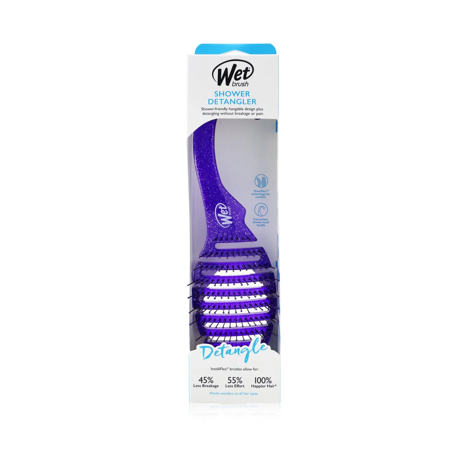 Wet Brush Shower Detangler - # Purple Glitter  1pc - Olabens