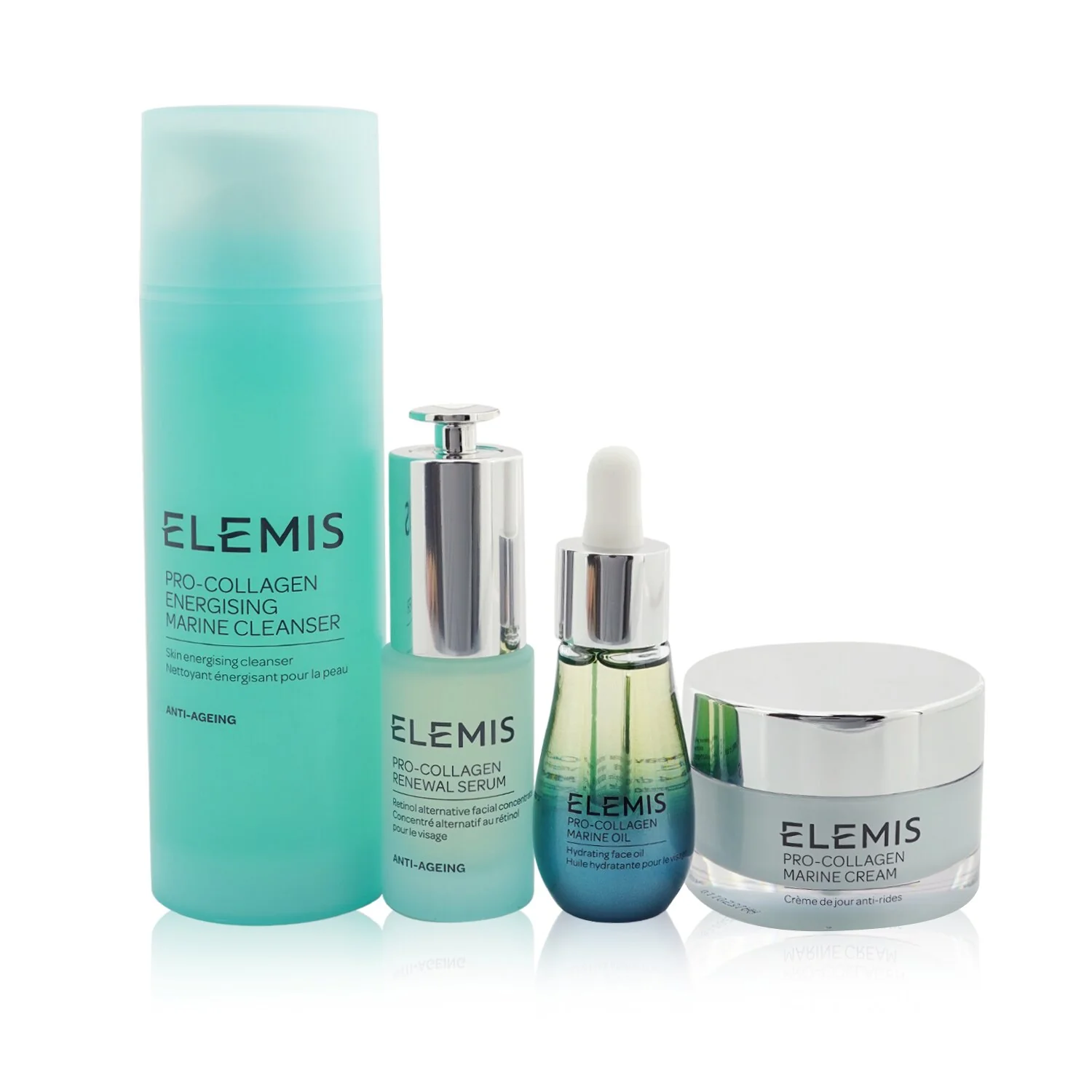 Elemis Age-Defying Bestsellers Set: Renewal Serum 15ml+ Marine Cleanser 150ml+ Marine Oil 15ml+ Marine Cream 30ml  4pcs - Olabens