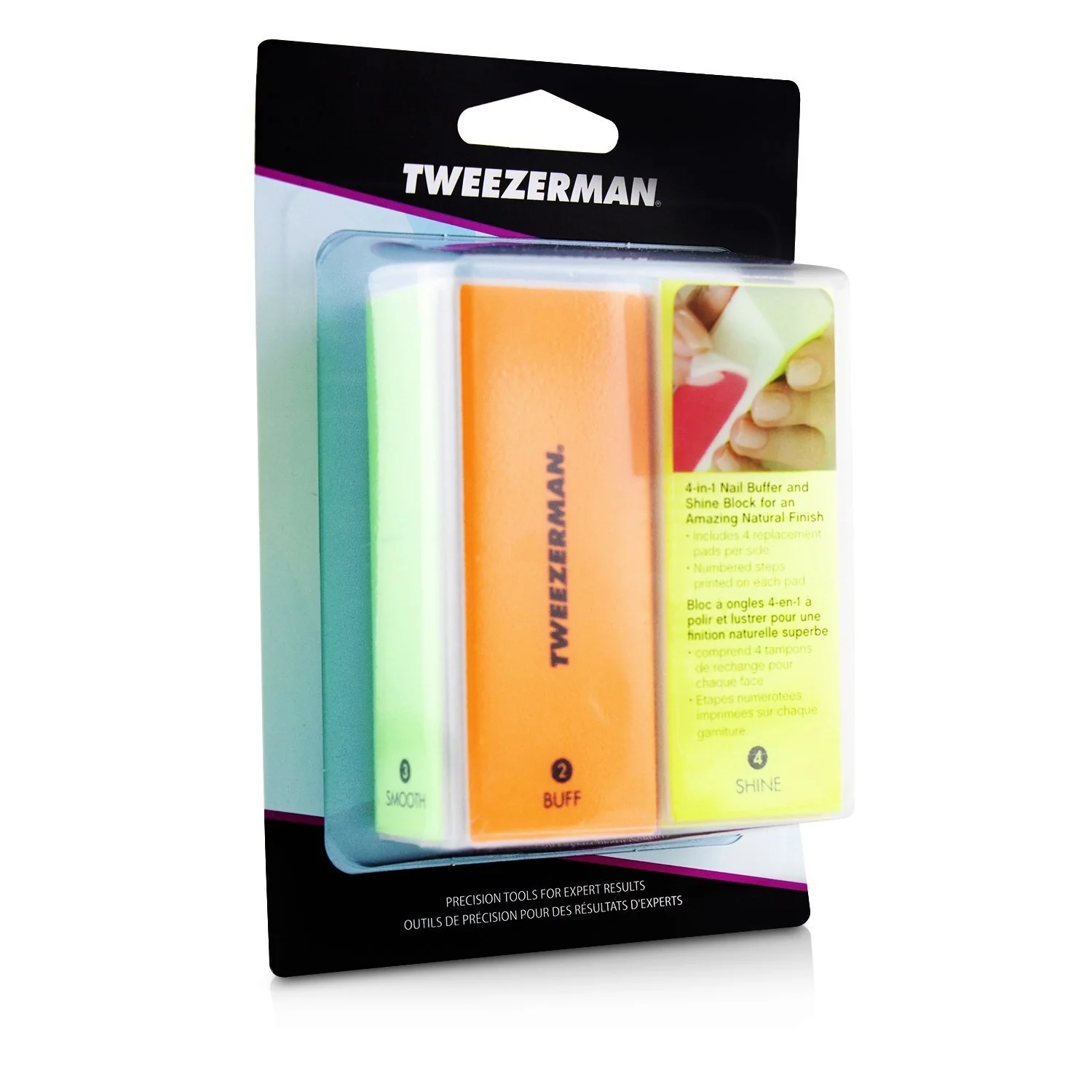 Tweezerman Neon Hot 4 In 1 File, Buff, Smooth & Shine Block - Olabens